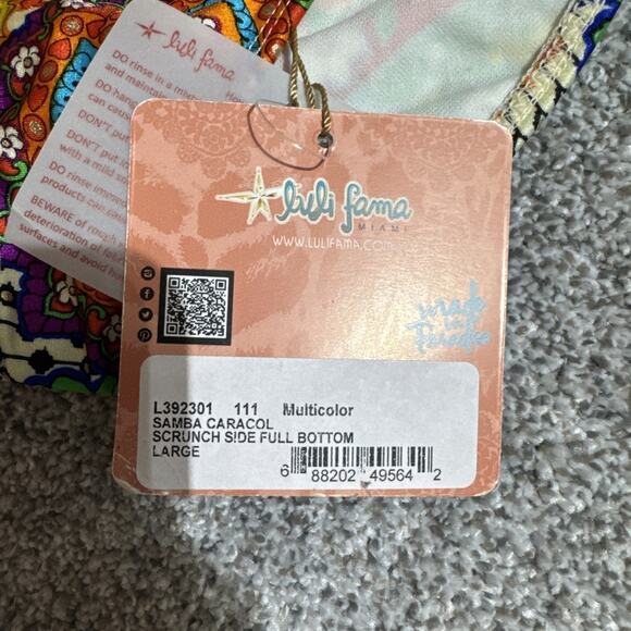 Luli Fama Bikini Swim Bottom Retro 70s Y2K Glam Boho Mandala Shimmer - Picture 3 of 9